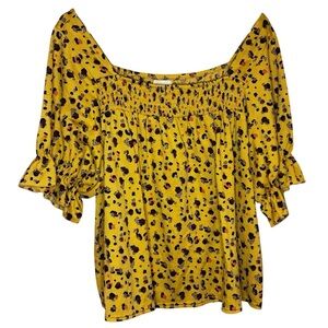MELLODAY Vibrant Yellow Printed Blouse